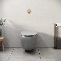 Унитаз Color (485х365х360) СВЕТЛО-СЕРЫЙ матовый подвеснойбезободковый с тонкой крышкой арт-GR-4455GLMS — фото 6, Подвесные унитазы