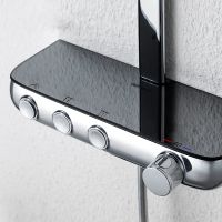Душевая система с термостатом Bravat Cobble F6389423CP-A1-ENG, хром — фото 3, Душевые стойки