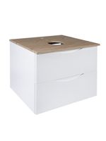 BOND Cube Тумба подвесная белая со столешницей под дерево без раковины арт-T99605 — фото 1, Тумбы под раковину