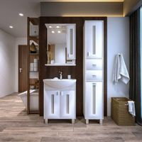 Комплект мебели для ванной Бриклаер БАЛИ 60R, светлая лиственница/белый — фото 1, Комплекты мебели для ванной