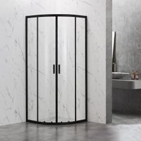 Душевой угол Veconi Rovigo RV-202B, 800x800x1900, черный, стекло прозрачное арт-RV202B-80-01-C4 — фото 1, Душевые уголки четверть круга