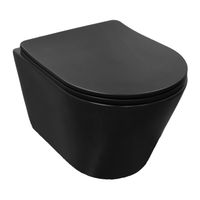 Унитаз подвесной Azario VELA 360х480х360 безободковый, система смыва "Торнадо", с быстросъемным сиденьем "Микролифт", черный матовый арт-AZ-2480MB — фото 1, Подвесные унитазы