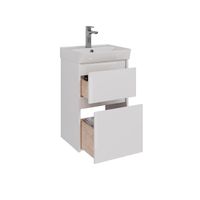 Тумба Lemark COMBI 45 см под 1 раковину, подвесная/напольная, 2 ящика, цвет корпуса, фасада: Белый г арт-LM03C45T — фото 1, Тумбы под раковину