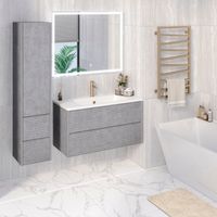 Шкаф-пенал подвесной PARMA 35 /дымчатый серый/правый/ AQUA DE MARCO 3035GRPAR — фото 3, Шкафы для ванной