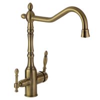 VENEZIA См-ль д/кухни моноком.совмещенный с краном д/питьевой воды, высокий излив, бронза 30021 — фото 1, Смесители для кухни