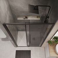 Дверь в нишу Niagara Nova NG-85-14TB (140х195) черный матовый,стекло тонированное,дверь раздвижная,1 место — фото 6, Раздвижные душевые двери