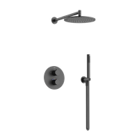 Душевой комплект с термостатом SANCOS Etna, с внутренней частью, черный матовый, арт. SC9010MB — фото 1, Встраиваемые душевые комплекты