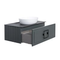 Тумба под раковину подвесная La Fenice Cubo FNC-01-CUB-G-80, серо-зеленая — фото 6, Тумбы под раковину