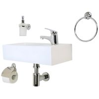 Раковина маленькая GS, 45x25x12 cm, отверстие справа. белая керамика арт-32577 — фото 14, Раковины накладные