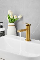 Смеситель для раковины BELZ , брашированное золото арт-B10813-5 — фото 3, Смесители для раковины