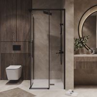 Душевое ограждение Niagara Nova NG-6828-34ВLACK (80х80х195) квадрат,черный матовый,двери раздвижные,стекло прозрачное,1 место NG-6828-34BLACK — фото 4, Квадратные душевые уголки