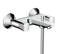 Смеситель для ванны и душа, Hansgrohe, Logis, тип открывания воды-двухвентильный, тип регулирования воды-керамический вентиль, тип установки-настенный, отверстия для монтажа-2, вынос излива, мм-197, комплектация-с шумопоглотителем, цвет-хром арт-71243000 — фото 1, Смесители для душа без лейки