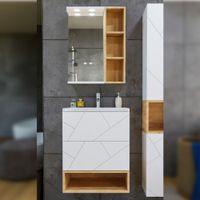 Товар: Комплект мебели для ванной Бриклаер КРИСТАЛЛ 60ZS-2B, белый/дуб бунратти - фото 2 Комплект мебели для ванной Бриклаер КРИСТАЛЛ 60ZS-2B, белый/дуб бунратти — фото 2, Комплекты мебели для ванной