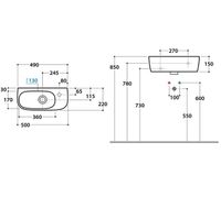 Раковина GLOBO GENESIS подвесная с одним намеченным отверстием цвет белый арт-GE046BI — фото 3, Раковины подвесные