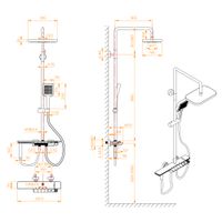 Душевая стойка RGW SP-35-B, цвет черный, клавиши переключение воды, термостат, арт-51140135-04 — фото 13, Душевые стойки
