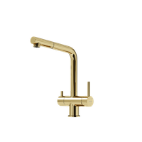 Смеситель для кухни SANCOS Spin с поворотным и вытяжным изливом, c краном для фильтрованной воды, цвет полированное золото, арт. SC4015ZG — фото 1, Смесители для кухни