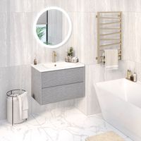 Тумба подвесная с умывальником PARMA 80 /дымчатый серый/ AQUA DE MARCO 5080GRPAR — фото 8, Тумбы с раковиной