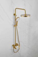Душевая система с тропическим душем и смесителем BELZ, брашированное золото, арт-B24713-5 — фото 4, Душевые стойки