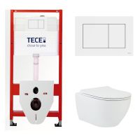 КОМПЛЕКТ TECE + beWash: 9400413 Инсталляция TECE + Bogen Унитаз подвесной безободковый с функцией биде с сиденьем микролифт белый глянец 88303601+EVB6388 TC413303601 — фото 2, Комплекты унитаз + инсталляция