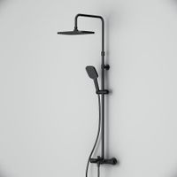 Func, душ. система: см-ль д/ванны/душа с ТМС, душ.штанга, верхн. душ квадр., ручн.душ, черн арт-F078F522 — фото 1, Душевые стойки