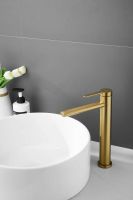 Смеситель для накладной раковины BELZ, брашированное золото, арт-B11813-5 — фото 2, Смесители для раковины