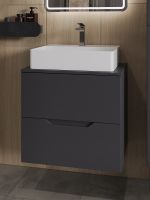 Orange Line тумба с раковиной подвесная 60 см, графит/белый арт-Li-60TugMDF+B04-500W — фото 1, Тумбы с раковиной