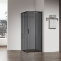 Душевой угол Veconi Rovigo RV-50B, 1000х900х1950, черный, стекло тонированное RV50B-10090-05-C8 — фото 1, Прямоугольные душевые уголки