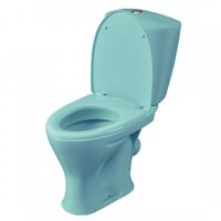 Унитаз-компакт "Версия" наклонный выпуск, с кнопочной арматурой и сиденьем, голубой SANTERI арт-1P4015S0600BF — фото 2, Напольные унитазы