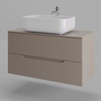 Orange Line Li-100TuLMDF+B03-600W тумба с раковиной подвесная 100 см, латте/белый Li-100TuLMDF+B03-600W — фото 1, Тумбы с раковиной