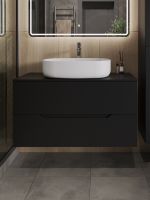 Orange Line Li-100TubMDF+B04-600W тумба с раковиной подвесная 100 см, черный/белый Li-100TubMDF+B04-600W — фото 3, Тумбы с раковиной