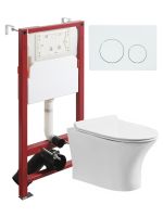 Orange Унитаз подвесной безободковый белый с инсталляцией, микролифт, кнопка смыва белая арт-CI01-100W+APB188 — фото 10, Комплекты унитаз + инсталляция