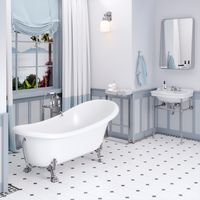 Ванна EDELWEISS 170 см из литьевого мрамора NOVA GEL с серебряными ножками/ Aqua de Marco 1170WSEDE_GEL — фото 2, Ванны