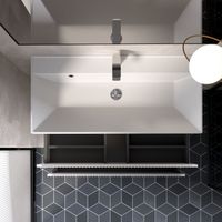 "S1" тумба под умывальник подвесная 100 см., цвет белый глянец. арт-AQM900110WH — фото 2, Тумбы под раковину