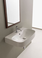 Раковина Scarabeo MOON подвесная или накладная с переливом с одним отверстием цвет белый арт-5508 — фото 2, Раковины накладные