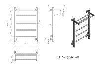 Полотенцесушитель электрический Grota Alto 530х800 черный Alto 530х800 RAL9005 EL — фото 2, Электрические полотенцесушители