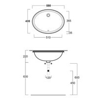 Раковина SIMAS LAVABI встраиваемая снизу без отверстий NEVADA цвет белый арт-S53 — фото 2, Раковины встраиваемые снизу