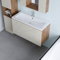 Тумба под раковину подвесная Бриклаер КРИСТАЛЛ латте, 100 см 4627125416897 — фото 6, Тумбы с раковиной