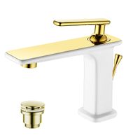 Товар: Mista Смеситель для раковины, монолит.излив 106мм дон.клап.Click/C, р/ОД, белый/золото, LM, LM6406WG - фото 1 Mista Смеситель для раковины, монолит.излив 106мм дон.клап.Click/C, р/ОД, белый/золото, LM, LM6406WG — фото 1, Смесители для раковины