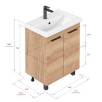 Тумба напольная Onika Легран 70 Дуб галифакс (БЕЗ УМЫВАЛЬНИКА Фостер-70) арт-107067 — фото 5, Тумбы под раковину