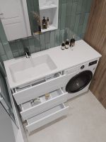 Orange Sistema Тумба напольная с левой раковиной 130 см под стиральную машину, белый арт-ST-70TUW+RAL — фото 9, Тумбы с раковиной