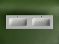 Раковина накладная мебельная CERAMICANOVA Grace прямоугольная 1610x457x137 с двумя чашами и отверстиями под смеситель цвет белый CN7023 — фото 3, Раковины встраиваемые сверху