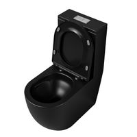 Унитаз напольный Grossman (640х360х835) безободковый,черный матовый с тонкой крышкой,микролифт,смыв торнадо,2 места арт-GR-4494BMSQ — фото 2, Напольные унитазы