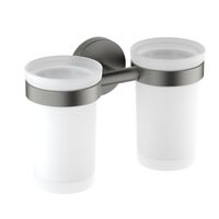 ЕВРОПА стакан с держателем двойной, оружейная сталь арт-AQ4117BGM — фото 1, Стаканы для зубных щеток