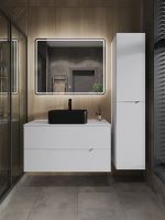 Orange Line Li-100TuwMDF+B02-460MB тумба с раковиной подвесная 100 см, белый/черный Li-100TuwMDF+B02-460MB — фото 5, Тумбы с раковиной