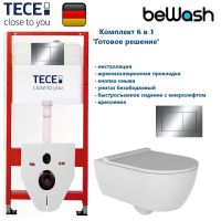 КОМПЛЕКТ TECE + beWash: 9400412 Инсталляция для подвесного унитазаTECE + BeWash Melville Унитаз подвесной безободковый со скрытым креплением с гигиеническим покрытием в комплекте с тонким сиденьем микролифт HRKA052N3VP0W5SZ0+VTMU11W5W5HSZ арт-TC412N3VP0 — фото 1, Комплекты унитаз + инсталляция