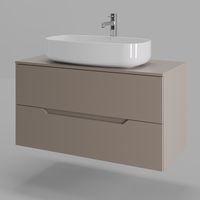 Orange Line Li-100TuLMDF+B07-675W тумба с раковиной подвесная 100 см, латте/белый Li-100TuLMDF+B07-675W — фото 1, Тумбы с раковиной