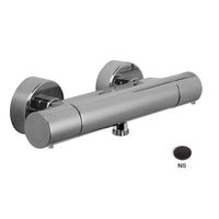 Смеситель для душа, Fima Carlo Frattini, Fimatherm, тип регулирования воды-термостатический картридж, монтаж-настенный, отверстия для монтажа-2, материал ручки-металл, кнопка ограничения напора на 50, цвет-чёрный матовый арт-F4275/1NS — фото 1, Смеситель для душа