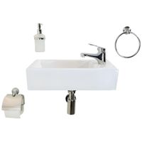 Раковина маленькая GS, 45x25x12 cm, отверстие справа. белая керамика арт-32577 — фото 13, Раковины накладные