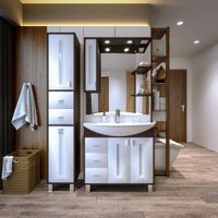 Комплект мебели для ванной Бриклаер БАЛИ 85LV, венге/белый — фото 1, Комплекты мебели для ванной