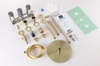 Душевая система ABBER Wasser Kreis 316 скрытого монтажа с изливом, термостат, золото брашированное арт-AF8150BG — фото 2, Встраиваемые душевые комплекты